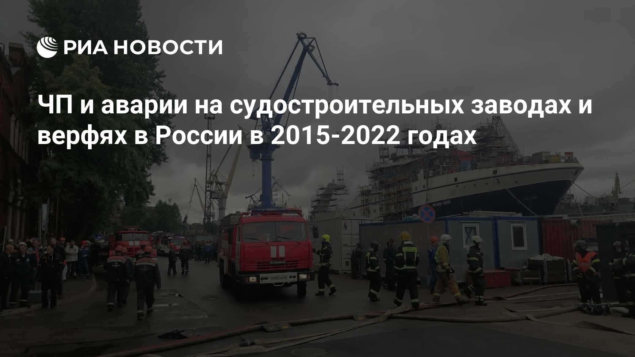 ЧП и аварии на судостроительных заводах и верфях в России в 2015-2022 годах  - РИА Новости, 02.08.2022