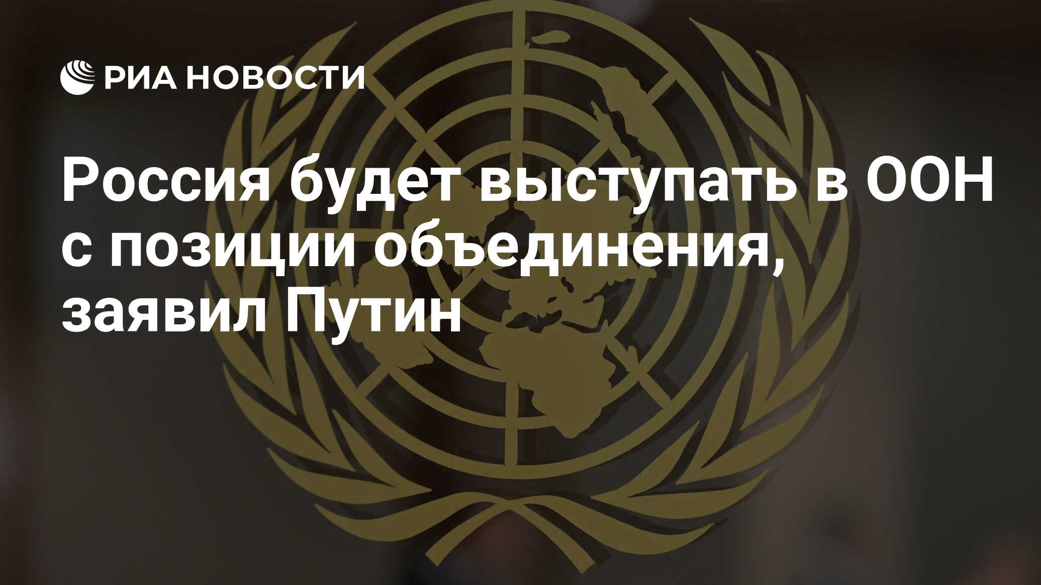 Россия будет выступать в ООН с позиции объединения, заявил Путин - РИА