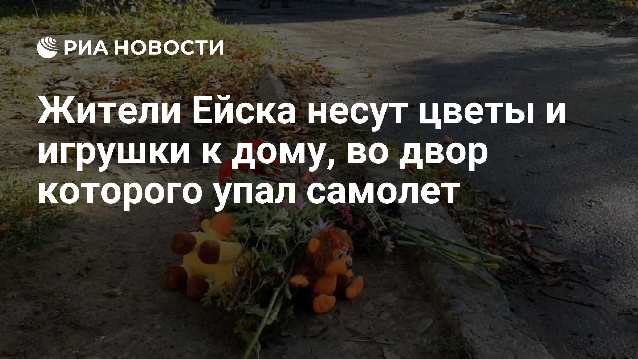 Жители Ейска несут цветы и игрушки к дому, во двор которого упал самолет -  РИА Новости, 18.10.2022