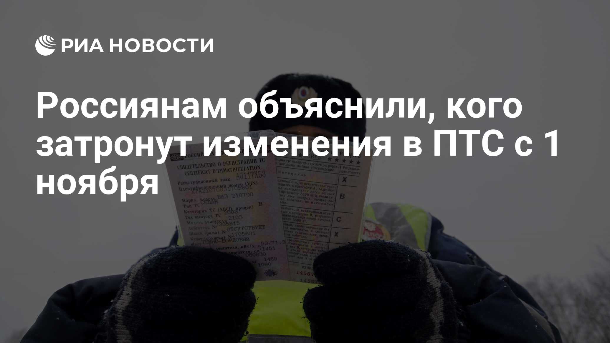 Россиянам объяснили, кого затронут изменения в ПТС с 1 ноября - РИА  Новости, 01.11.2022