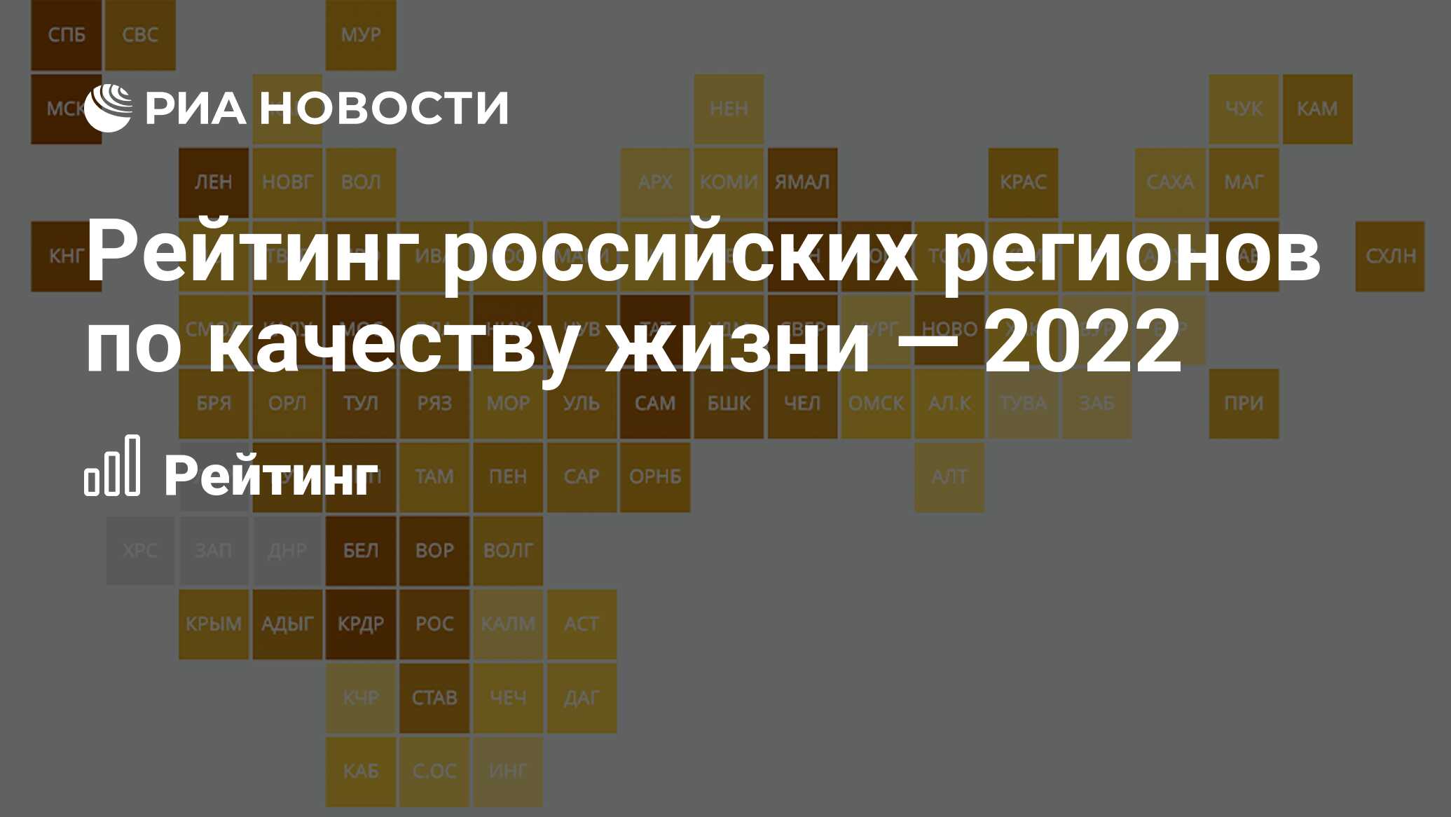 Рейтинг российских регионов по качеству жизни — 2022 - РИА Новости,  13.02.2023