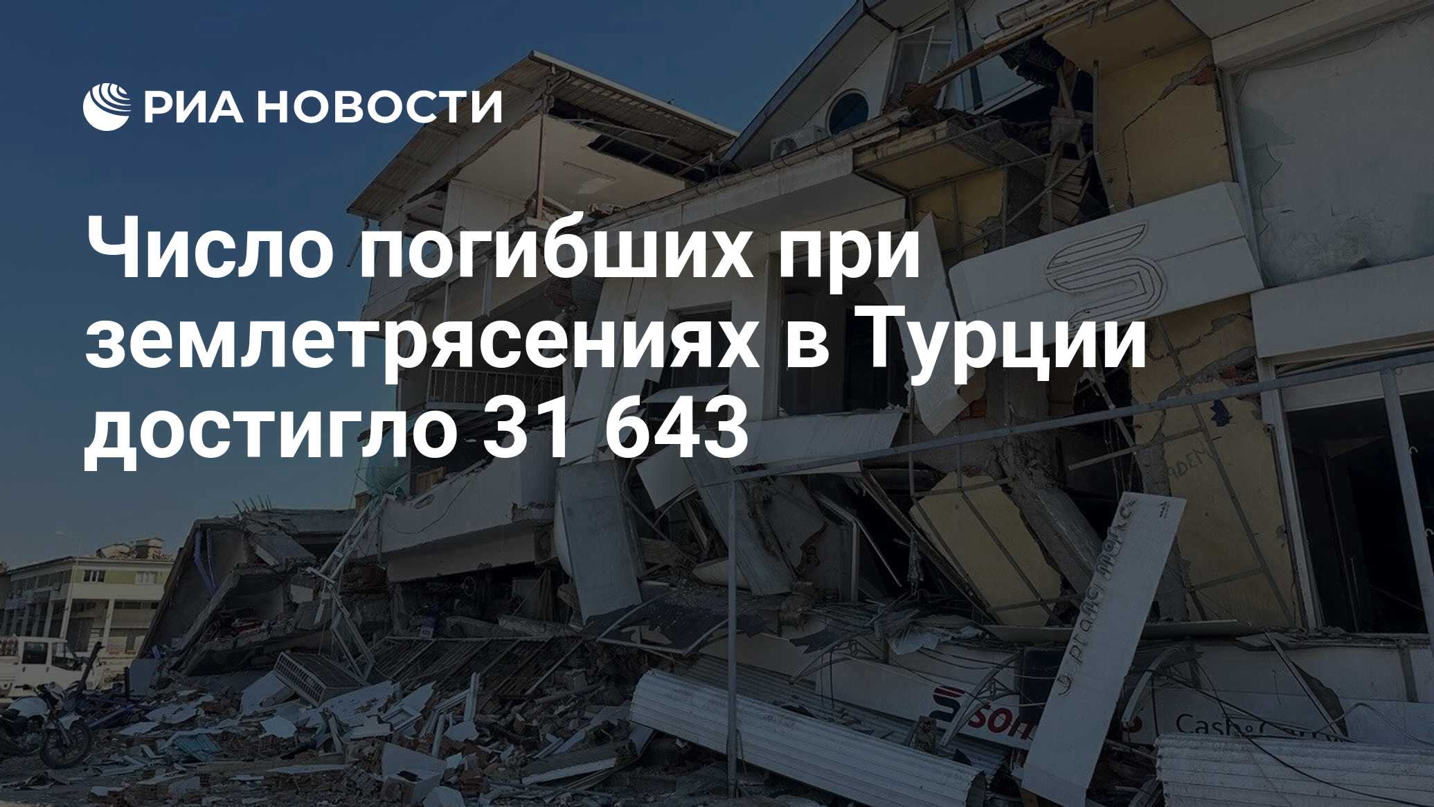 Число погибших при землетрясениях в Турции достигло 31 643 - РИА Новости,  13.02.2023