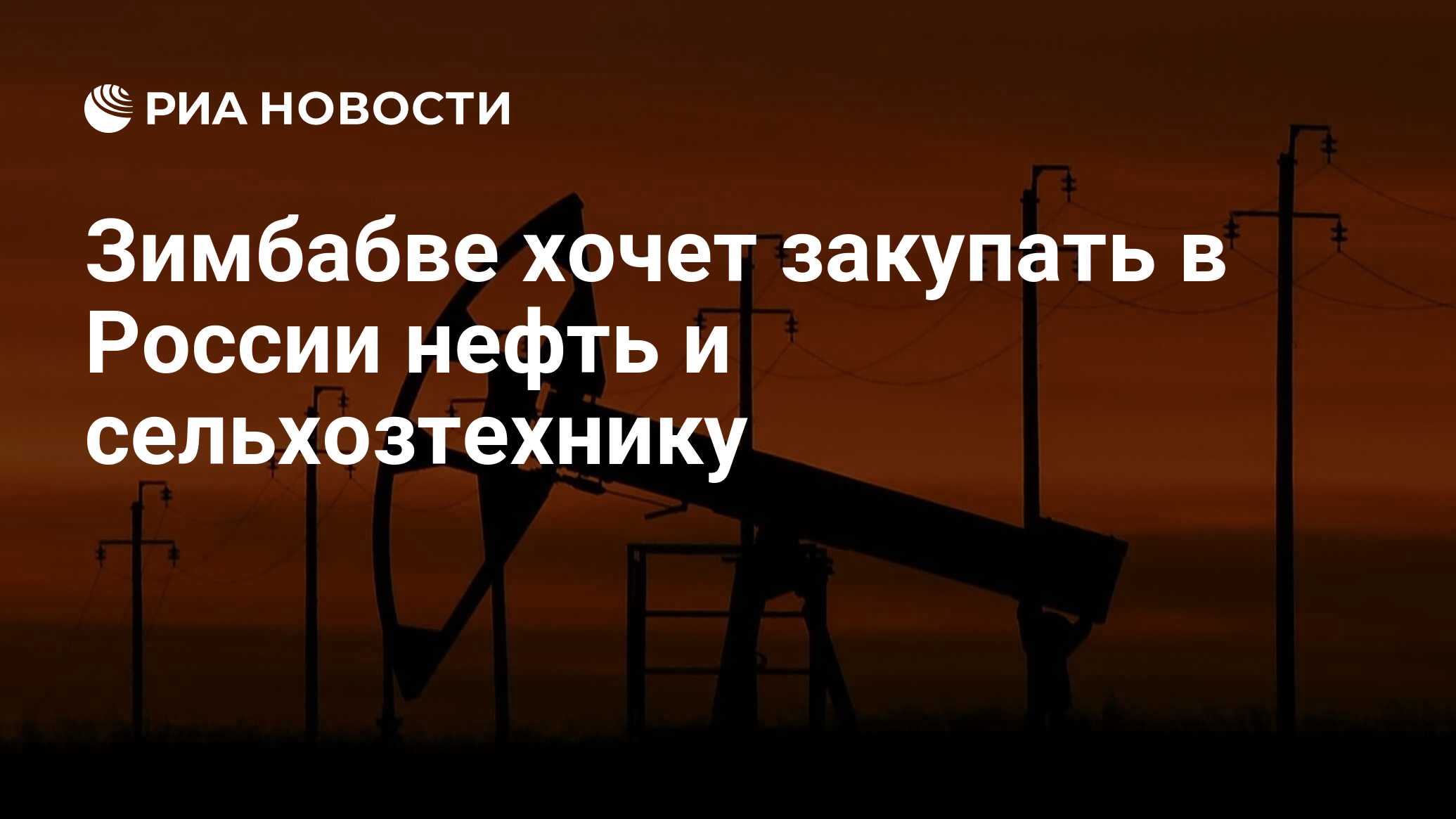 Зимбабве хочет закупать в России нефть и сельхозтехнику - РИА Новости,  15.03.2023