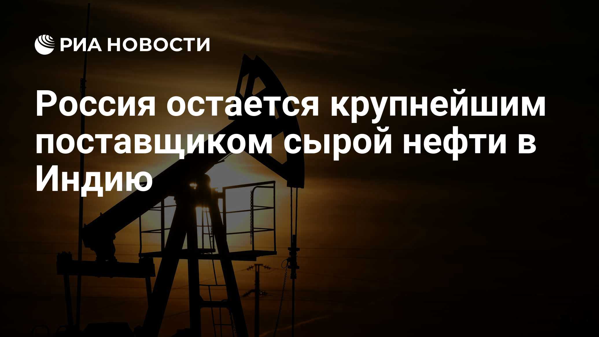 Россия остается крупнейшим поставщиком сырой нефти в Индию - РИА ...