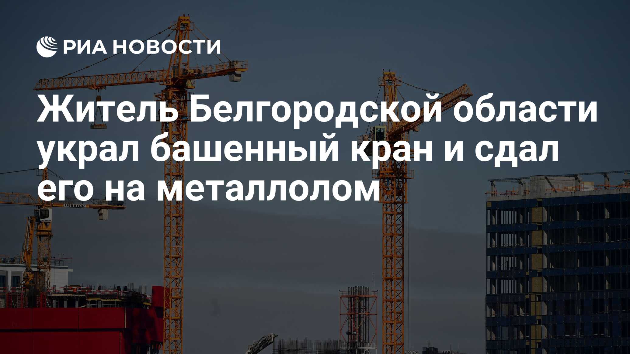 Житель Белгородской области украл башенный кран и сдал его на металлолом -  РИА Новости, 07.08.2023