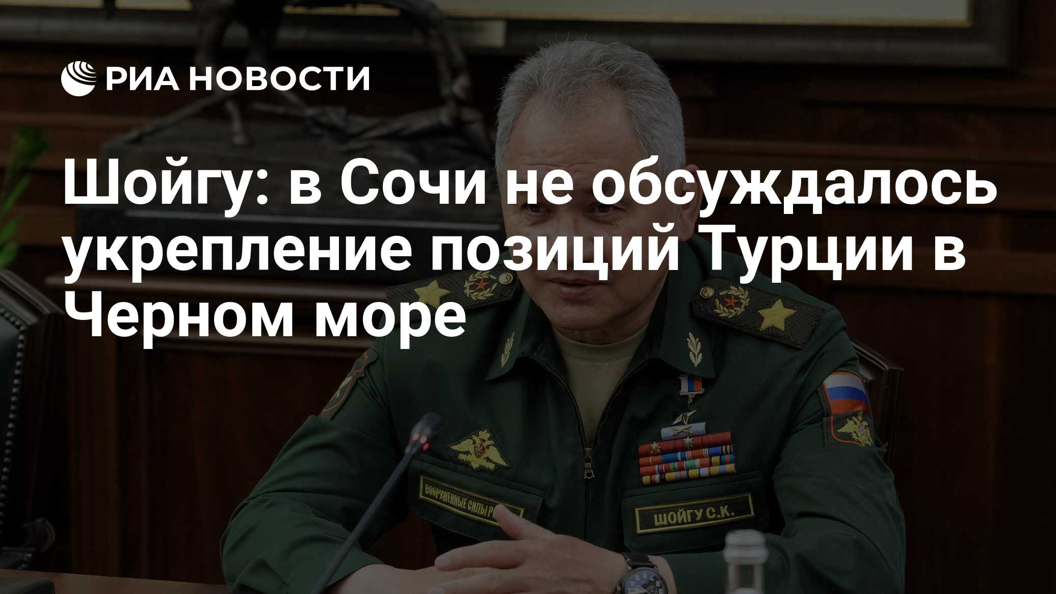 Шойгу: в Сочи не обсуждалось укрепление позиций Турции в Черном море - РИА Новос