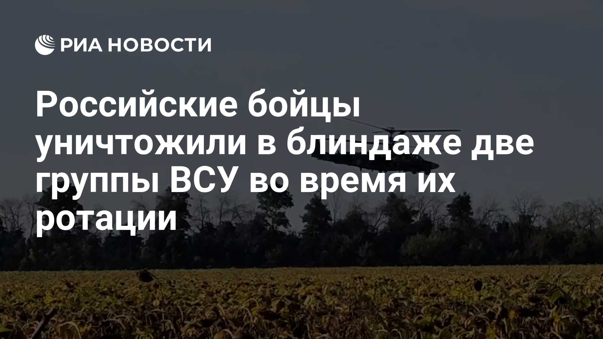 Российские бойцы уничтожили в блиндаже две группы ВСУ во время их ротации -  РИА Новости, 02.10.2023