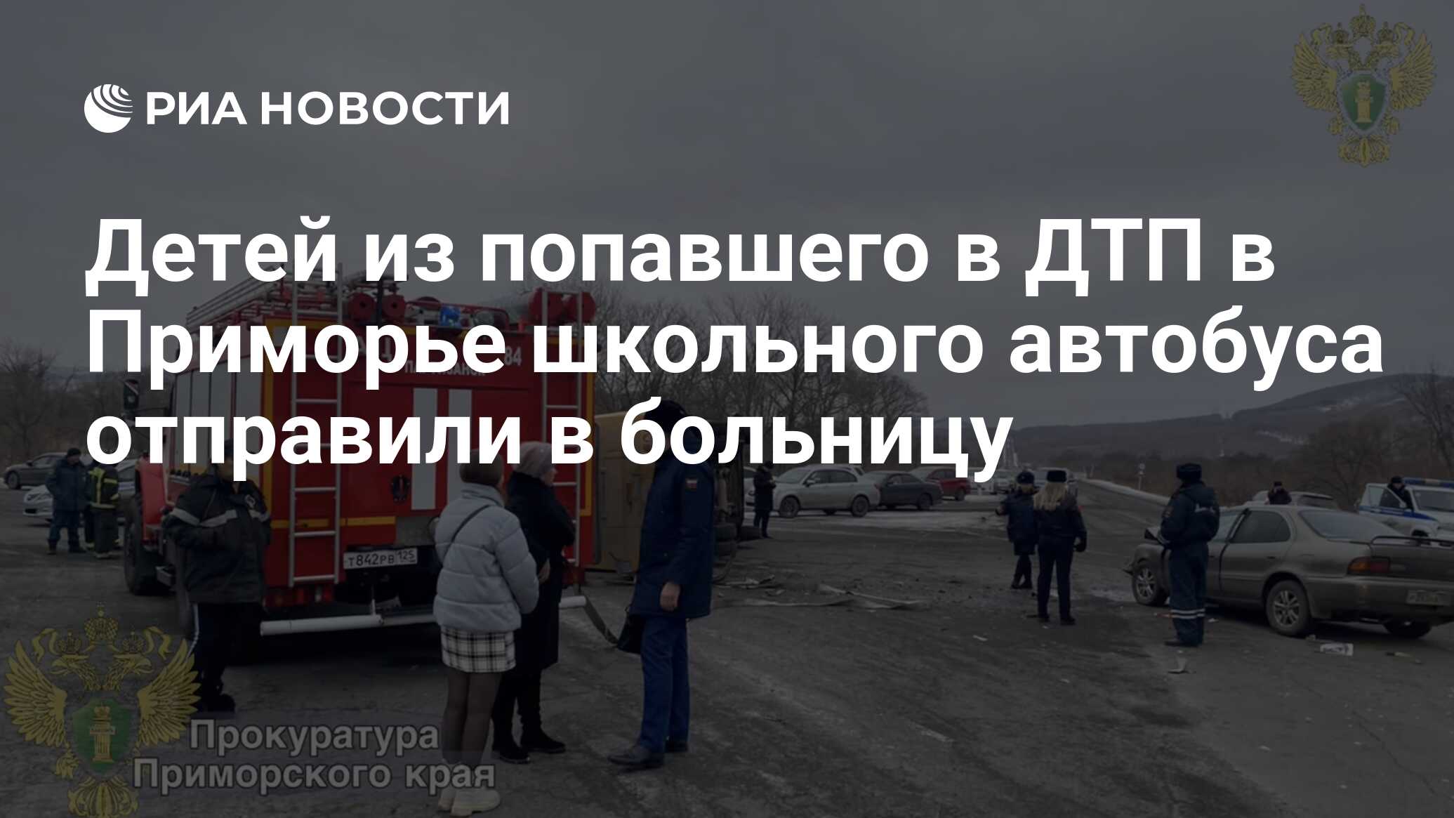 Детей из попавшего в ДТП в Приморье школьного автобуса отправили в больницу  - РИА Новости, 08.12.2023