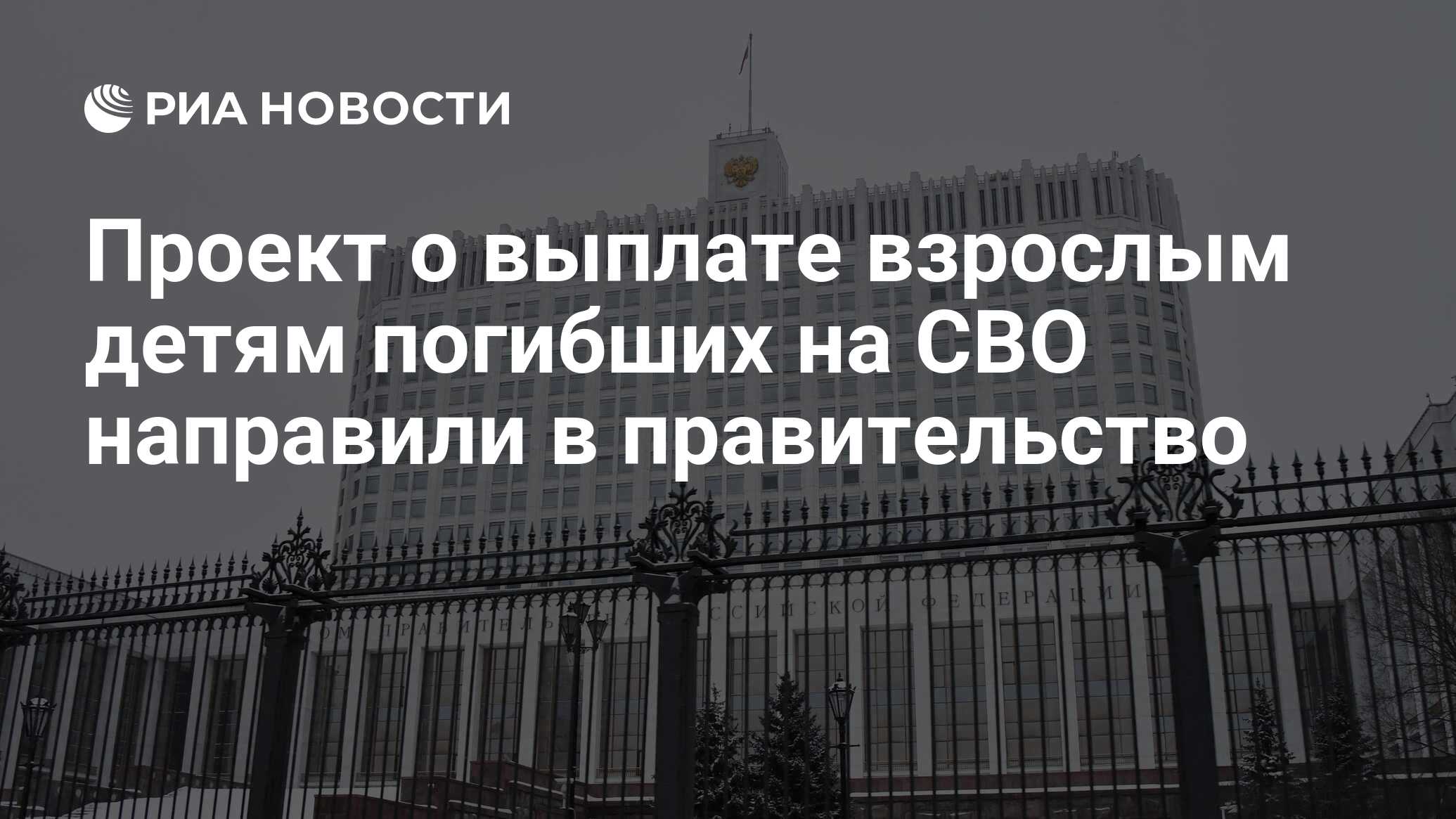 Проект о выплате взрослым детям погибших на СВО направили в правительство -  РИА Новости, 03.03.2024