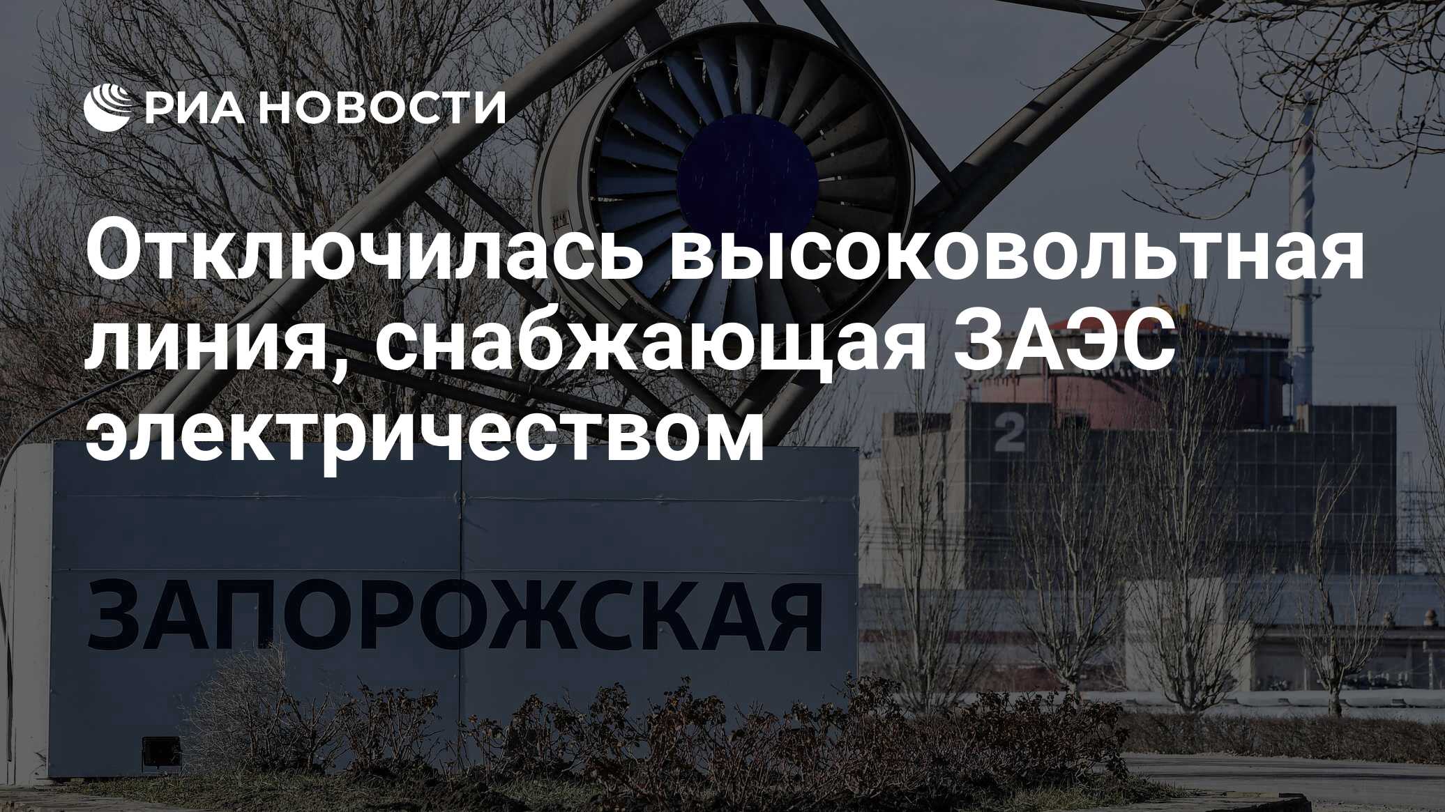 Отключилась высоковольтная линия, снабжающая ЗАЭС электричеством - РИА  Новости, 22.03.2024