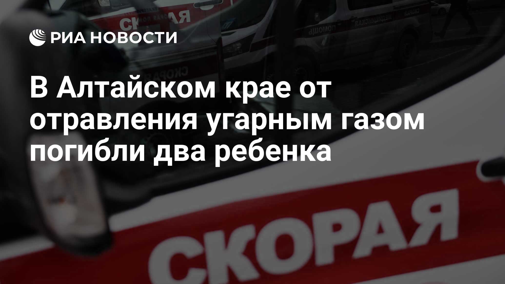 В Алтайском крае от отравления угарным газом погибли два ребенка - РИА  Новости, 25.03.2024