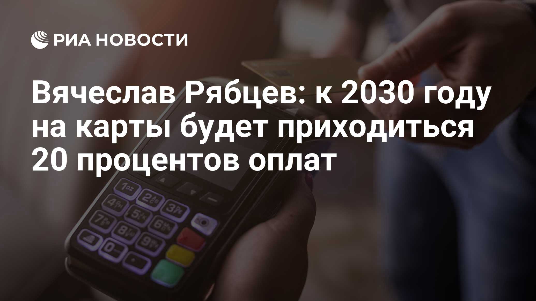 Вячеслав Рябцев: к 2030 году на карты будет приходиться 20 процентов оплат  - РИА Новости, 18.04.2024