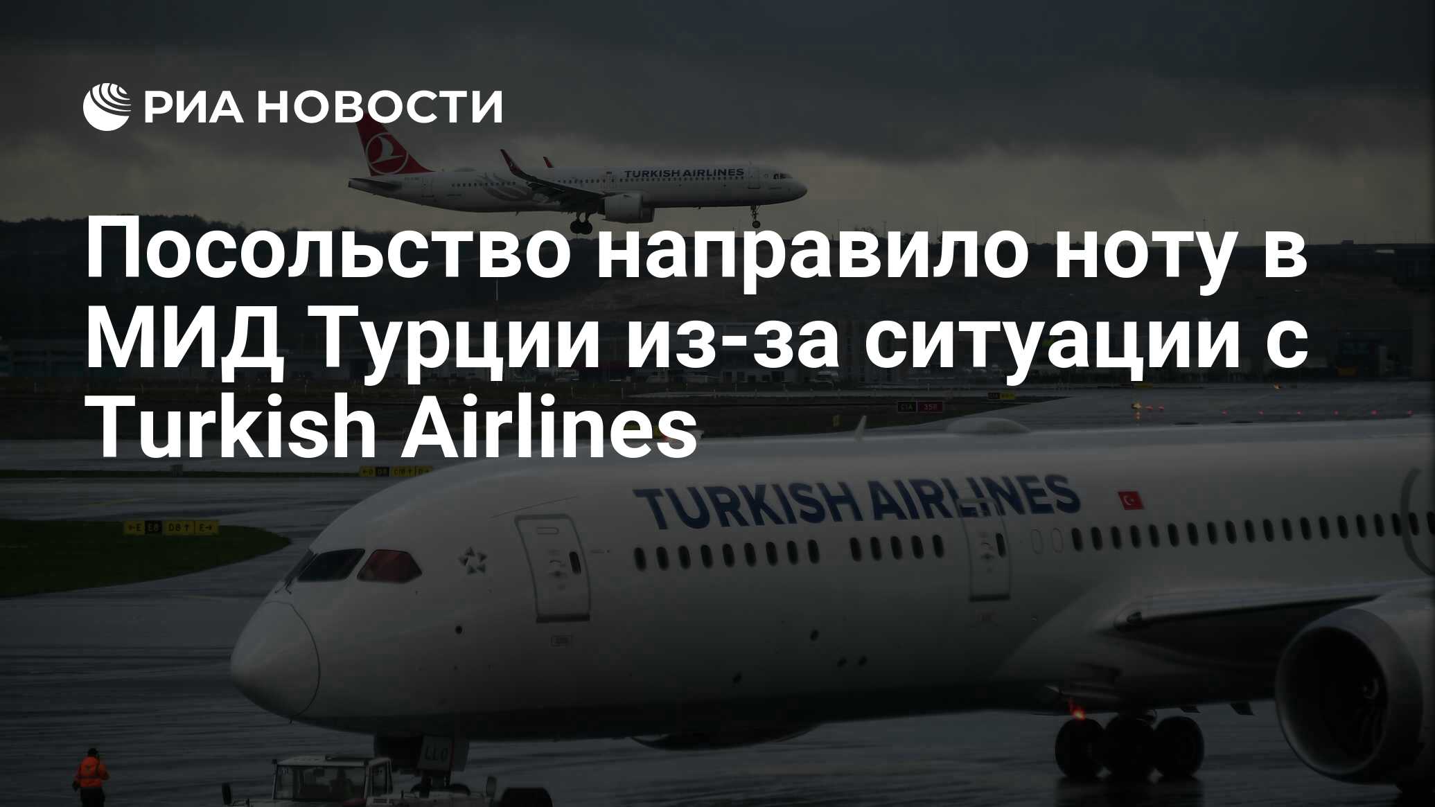 Посольство направило ноту в МИД Турции из-за ситуации с Turkish Airlines -  РИА Новости, 25.04.2024