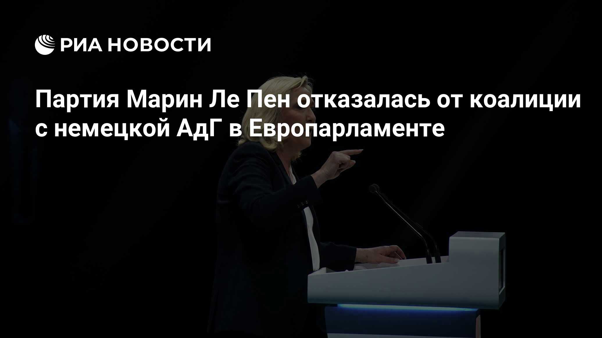 Партия Марин Ле Пен отказалась от коалиции с немецкой AfD в Европарламенте