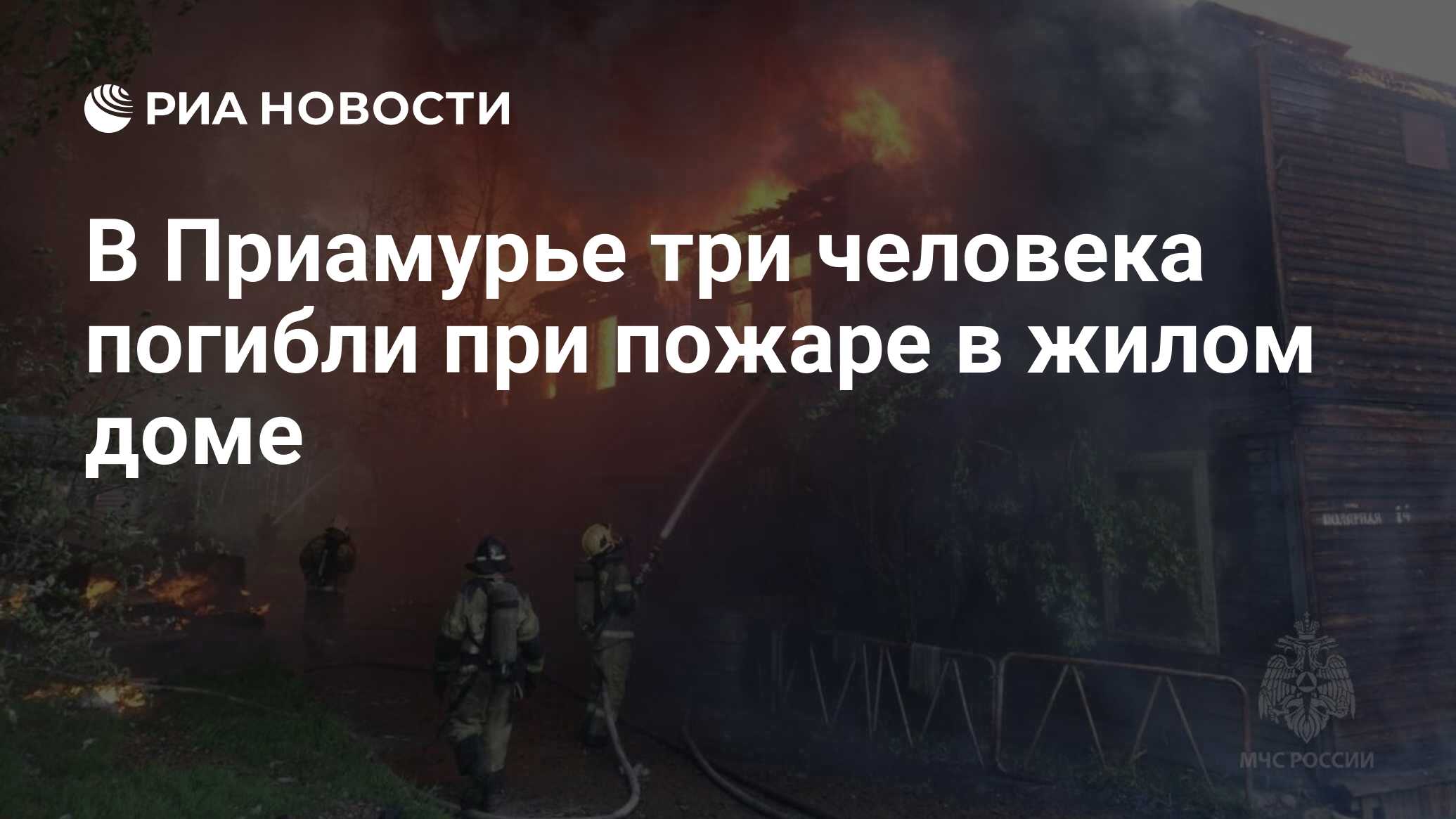 В Приамурье три человека погибли при пожаре в жилом доме - РИА Новости,  10.06.2024