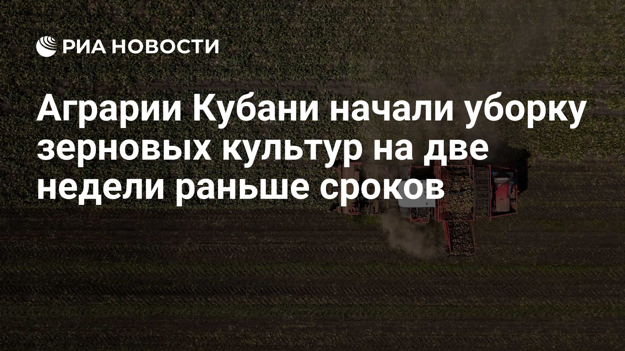 Аграрии Кубани начали уборку зерновых культур на две недели раньше сроков -  РИА Новости, 15.06.2024