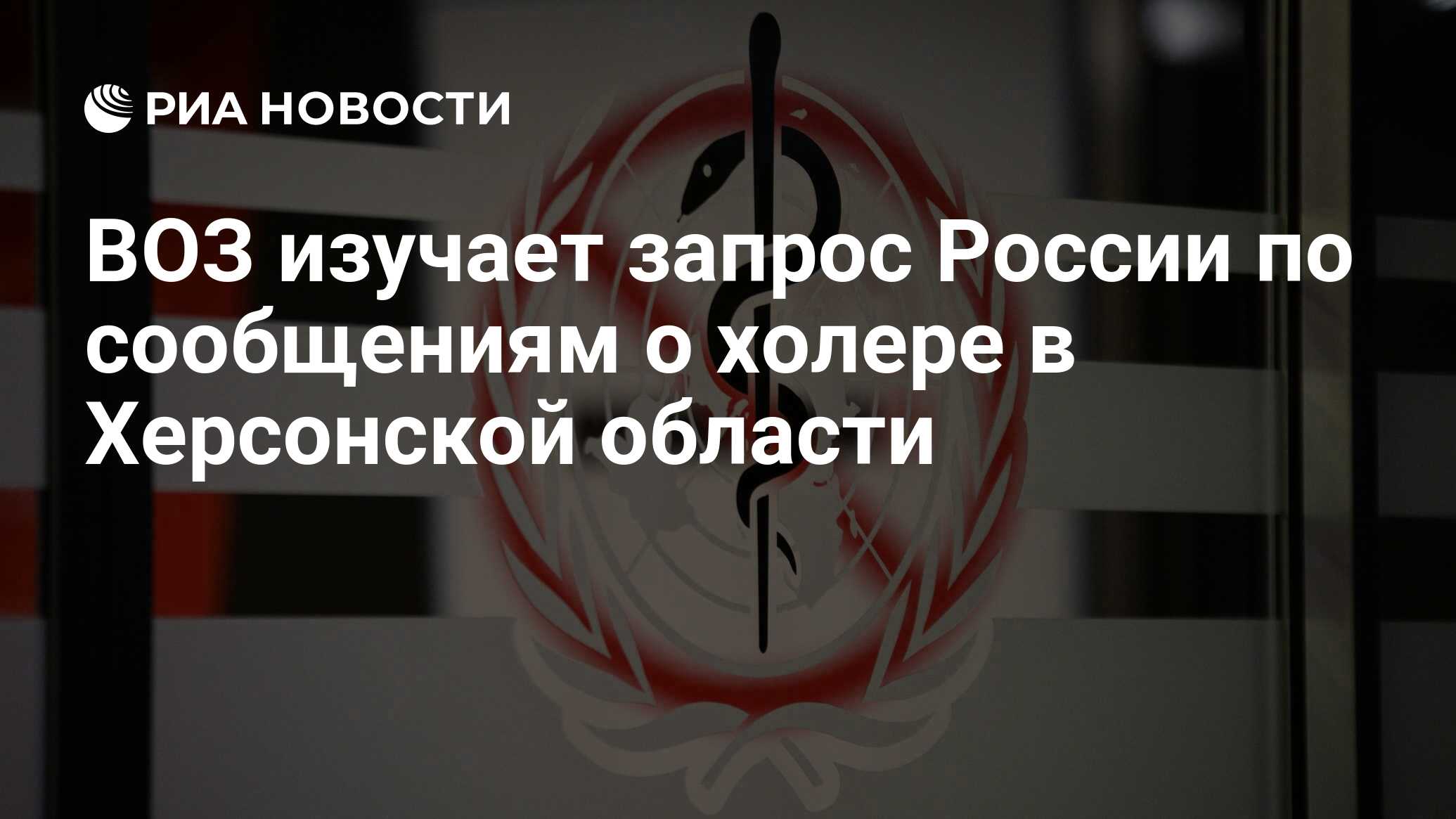 ВОЗ изучает запрос России по сообщениям о холере в Херсонской области - РИА  Новости, 22.06.2024