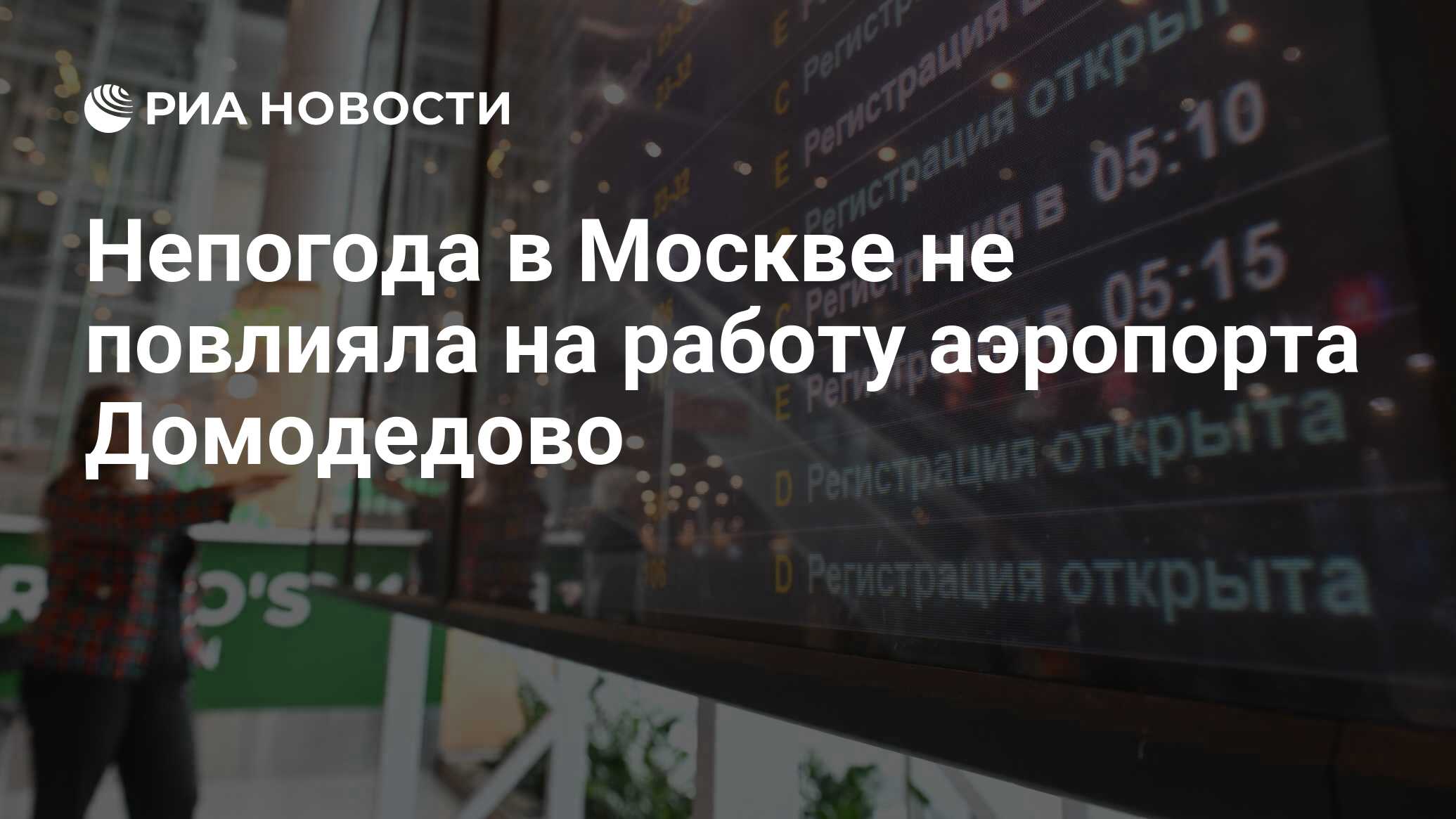 Непогода в Москве не повлияла на работу аэропорта Домодедово - РИА Новости,  06.07.2024