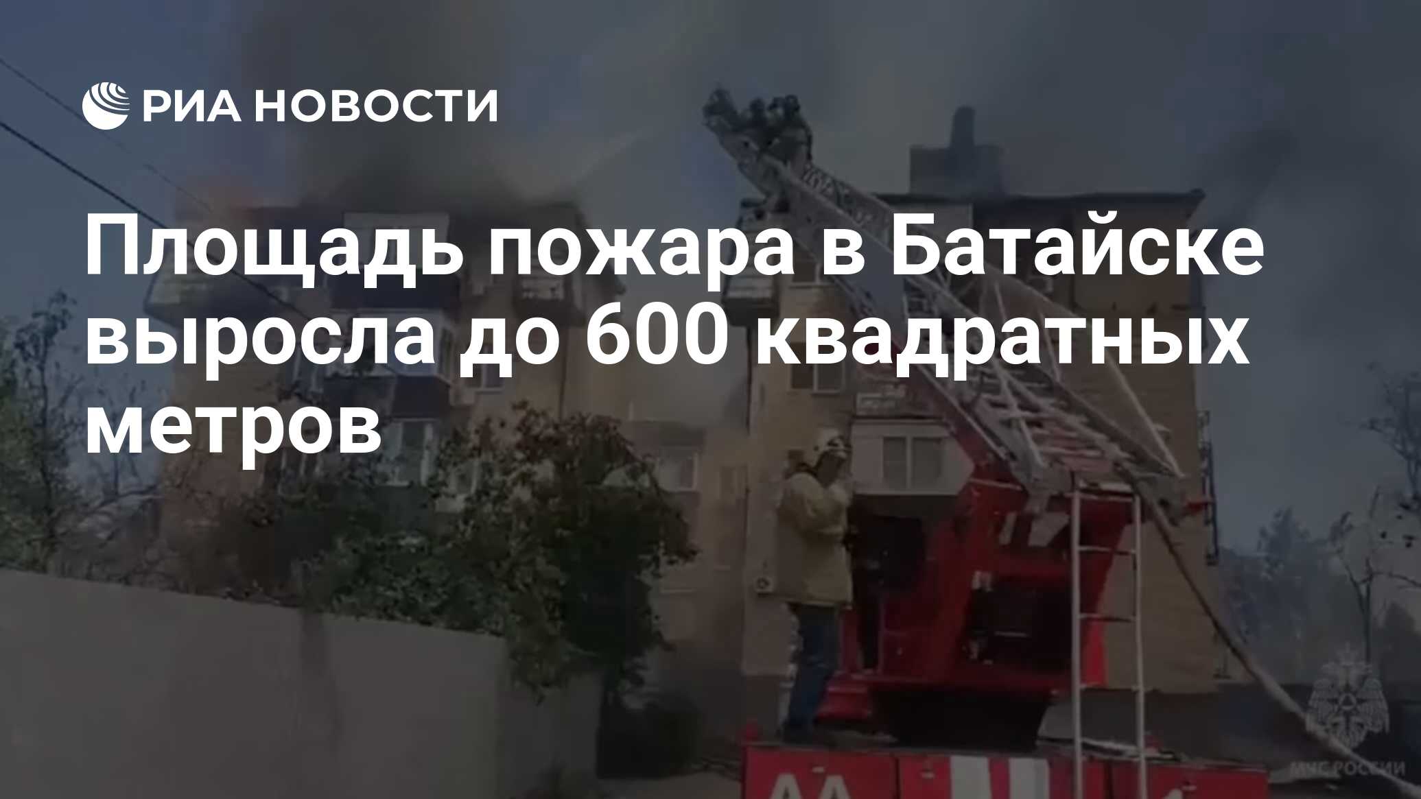 Площадь пожара в Батайске выросла до 600 квадратных метров - РИА Новости,  09.07.2024