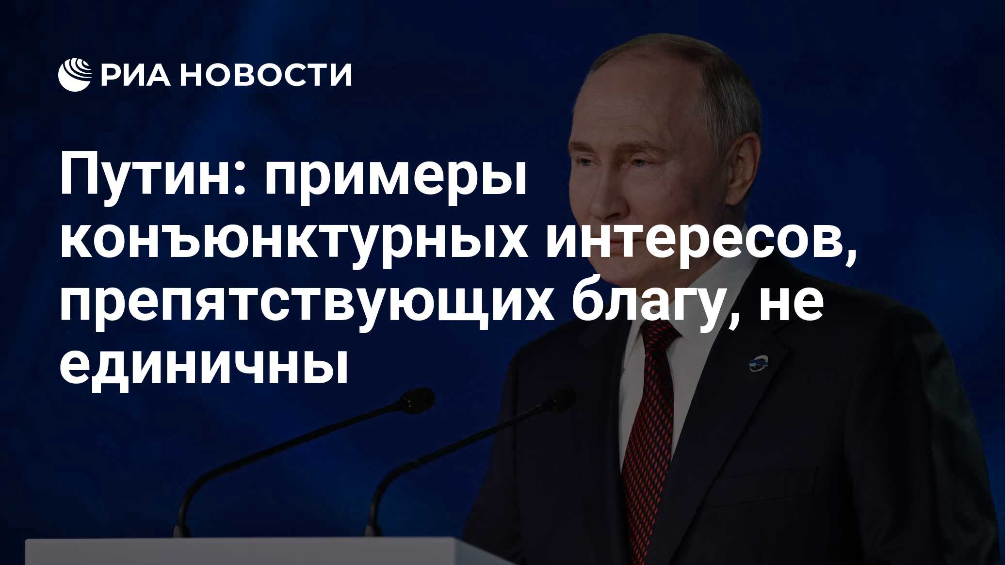 Путин: примеры конъюнктурных интересов, препятствующих благу, не единичны