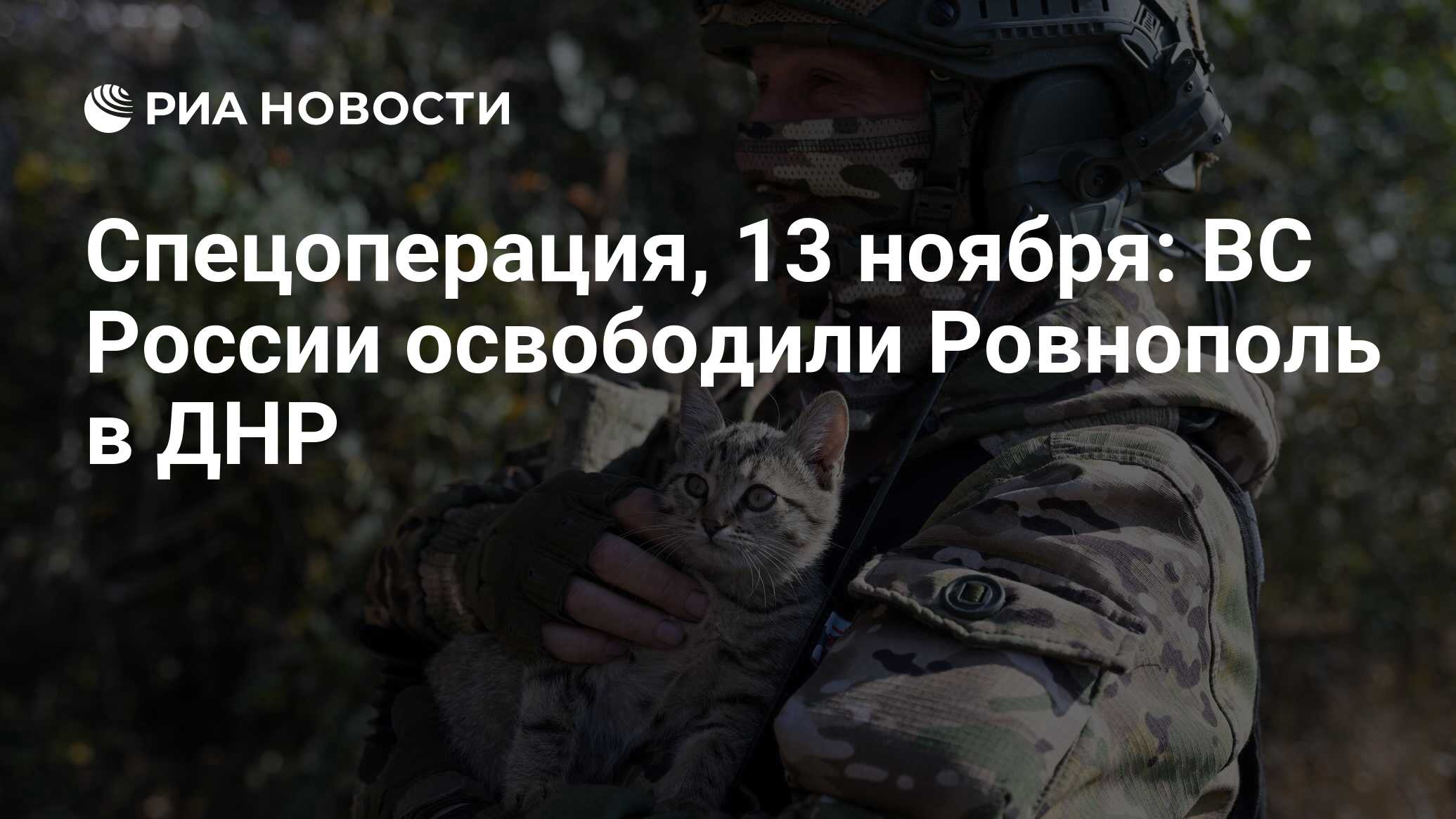 Спецоперация, 13 ноября: ВС России <b>освободили</b> Ровнополь в ДНР.