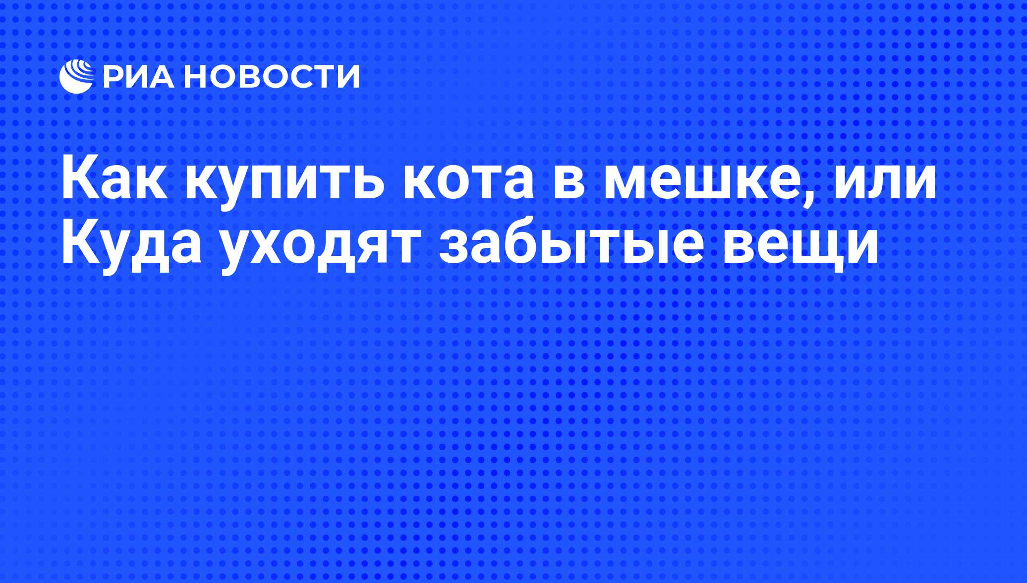 Как купить кота в мешке, или Куда уходят забытые вещи - РИА Новости,  31.07.2013