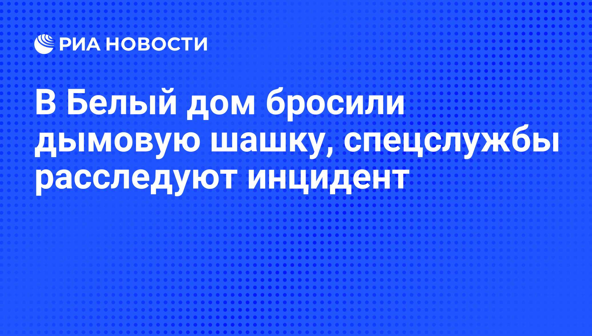 В Белый дом бросили дымовую шашку, спецслужбы расследуют инцидент - РИА  Новости, 18.01.2012