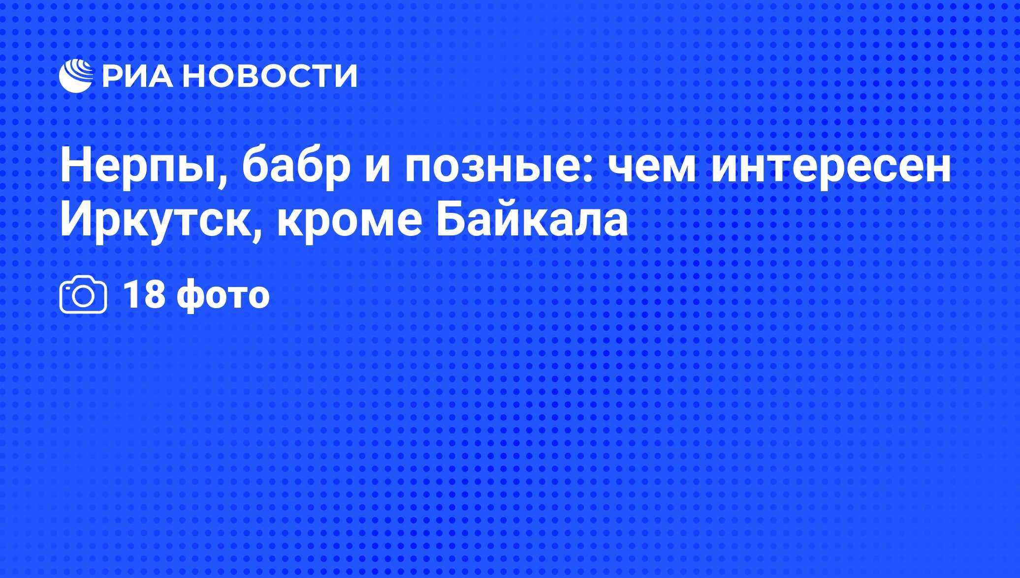 Нерпы, бабр и позные: чем интересен Иркутск, кроме Байкала - РИА Новости,  29.02.2020