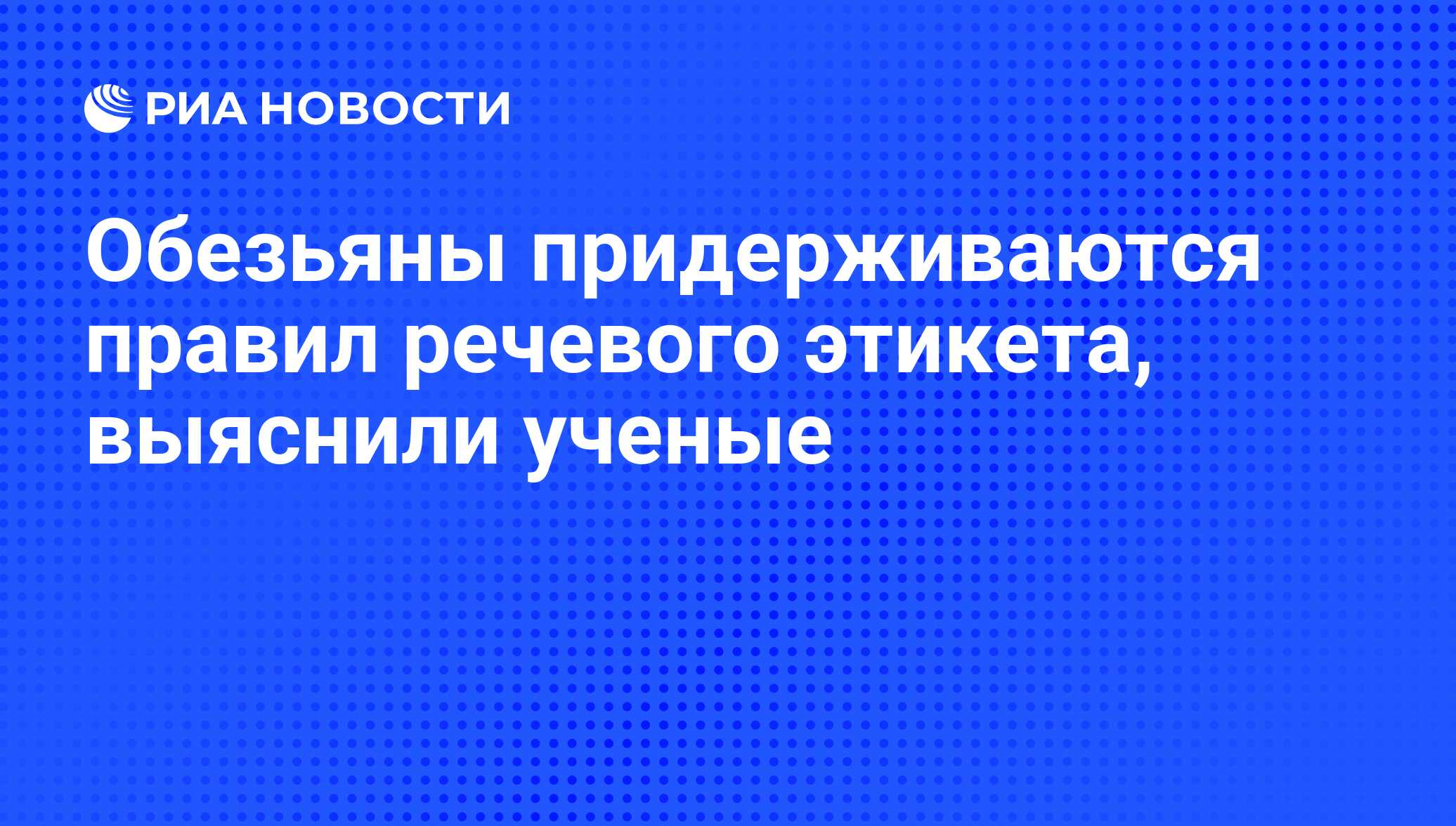 Обезьяны придерживаются правил речевого этикета, выяснили ученые - РИА  Новости, 17.10.2013