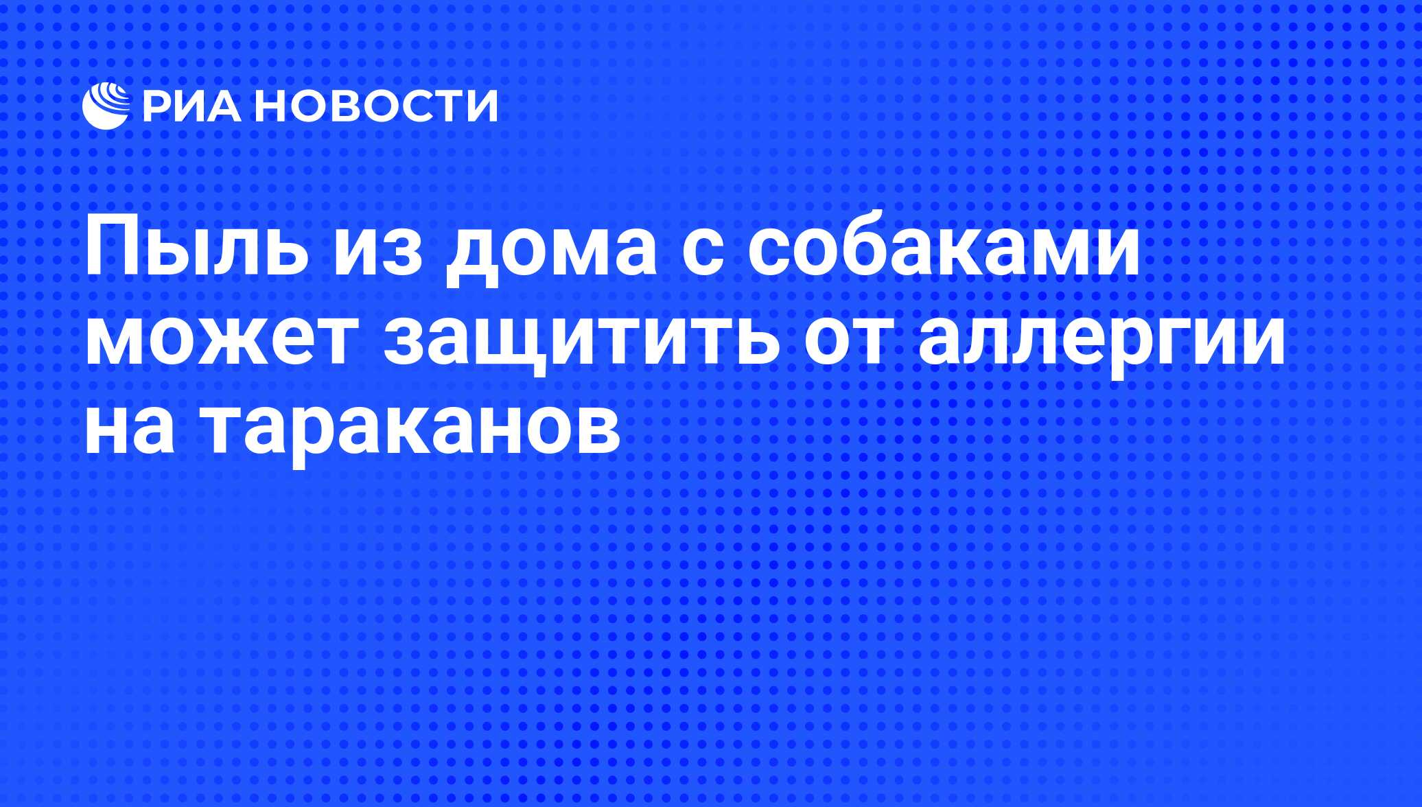 Пыль из дома с собаками может защитить от аллергии на тараканов - РИА  Новости, 17.12.2013