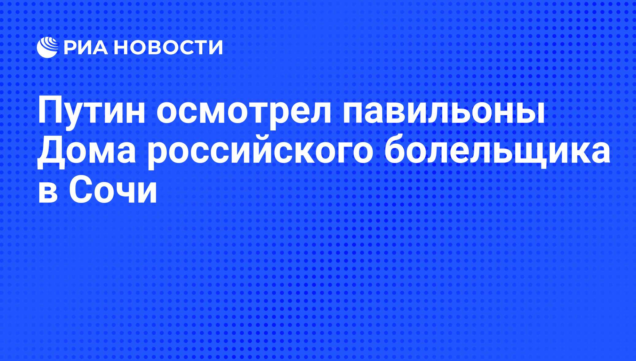 Путин осмотрел павильоны Дома российского болельщика в Сочи - РИА Новости,  01.03.2020